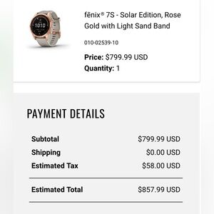 Garmin Fenix 7s solar rose gold watch in euc